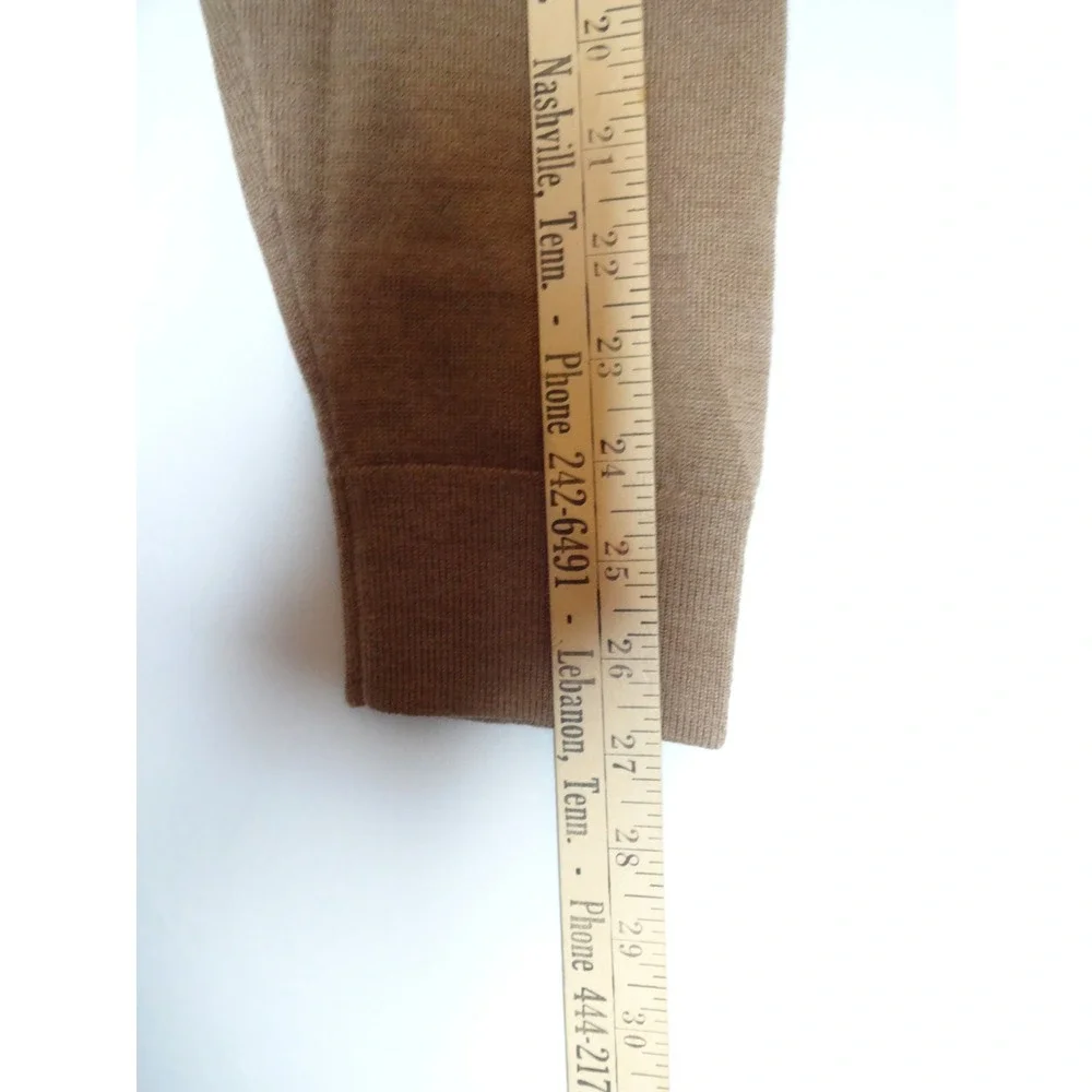Banana Republic 100% Merino Extra Fine Wool 1/4 Zip Sweater XL Tan Camel Mock